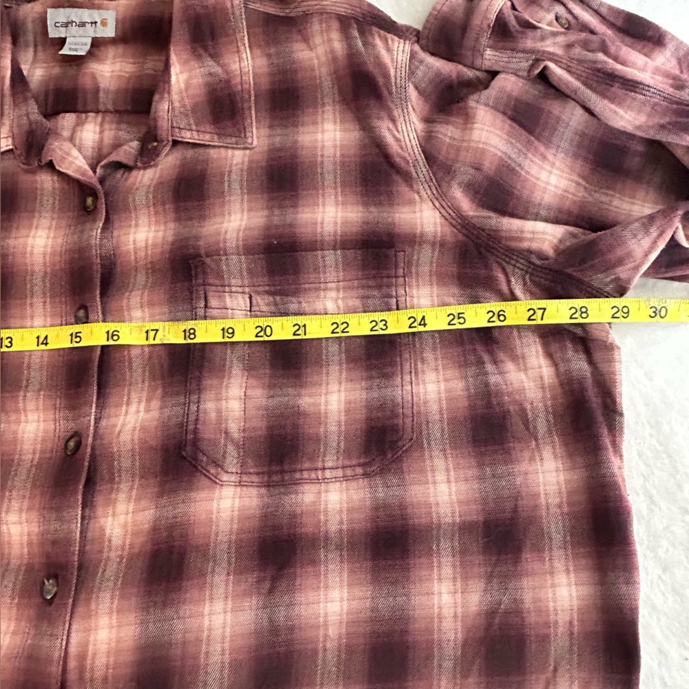 Carhartt Women's Button Down Burgandy Flannel Plaid Shirt Size 3X (24W/26W) - Picture 4 of 14